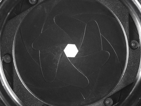 Lens aperture close up shotの写真素材