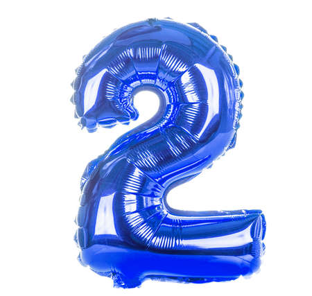 Blue balloon font part of full set of numbers, number two,2の写真素材