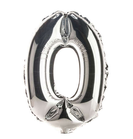 Chrome balloon font part of full set of numbers, number 0,Zeroの写真素材