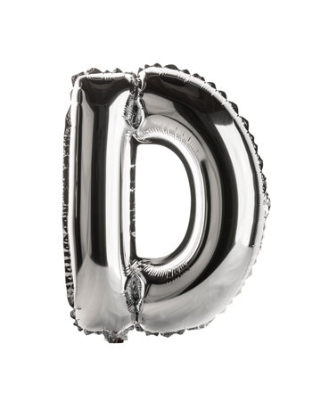 Chrome silver balloon font part of full set upper case letters, Dの写真素材