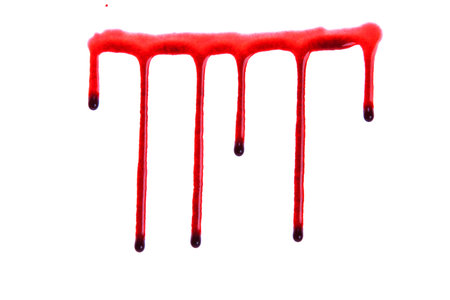Dripping blood isolated on whiteの写真素材