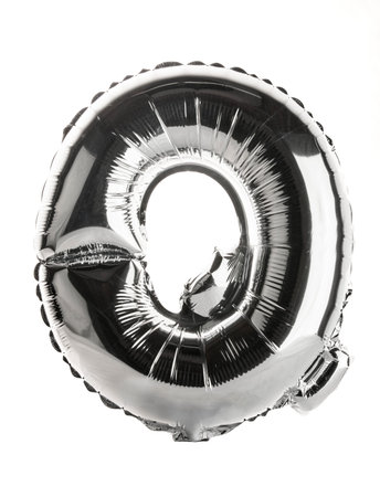 Chrome silver balloon font part of full set upper case letters, Qの写真素材