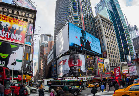 NEW YORK CITY, NY -Jan 9 2011: Times Square is featured with Broadway Theaters and LED signs as a symbol of New York City and the United States, January 9 2011 in Manhattan, New York City.のeditorial素材