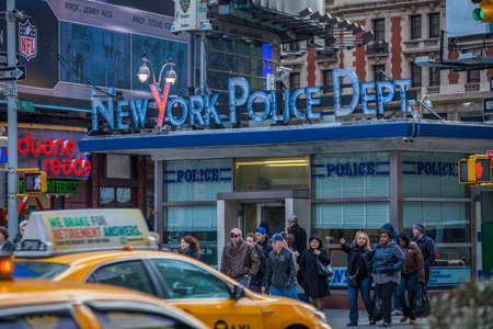 NEW YORK CITY, NY -Jan 9 2011: Times Square is featured with Broadway Theaters and LED signs as a symbol of New York City and the United States, January 9 2011 in Manhattan, New York City.のeditorial素材