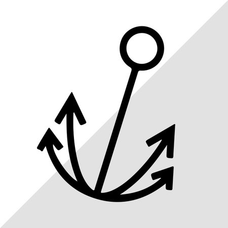 Anchor sign illustration. Vector. Black icon with two flat gray shadows on white background.