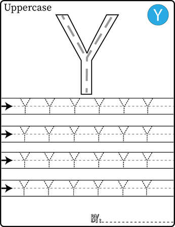 ALPHABET TRACING LETTERS STEP BY STEP A-Z Write the letter Alphabet Writing lesson for childrenのイラスト素材