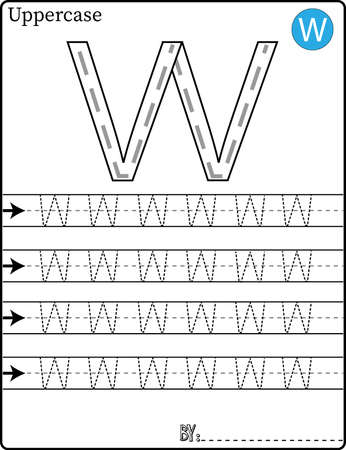 ALPHABET TRACING LETTERS STEP BY STEP A-Z Write the letter Alphabet Writing lesson for childrenのイラスト素材