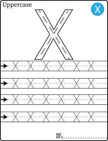 ALPHABET TRACING LETTERS STEP BY STEP A-Z Write the letter Alphabet Writing lesson for childrenのイラスト素材