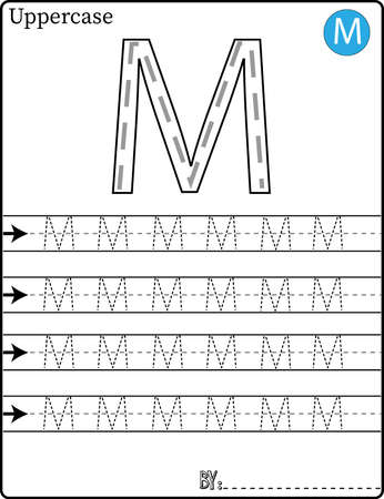 ALPHABET TRACING LETTERS STEP BY STEP A-Z Write the letter Alphabet Writing lesson for childrenのイラスト素材