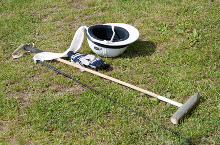 Polo equipment on green grass