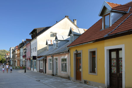 Scenic little town streetの写真素材