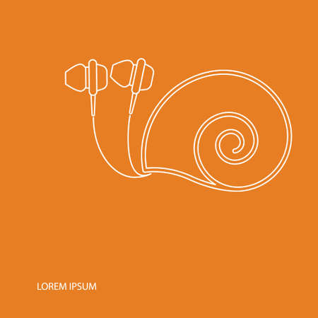 headphone drawn looks like a snail with textのイラスト素材