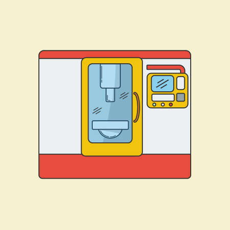Metalworking cnc center drawn in modern line styleのイラスト素材