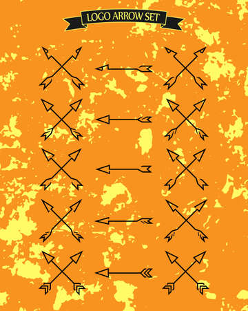 Vector logo arrow set  with grunge backgroundのイラスト素材