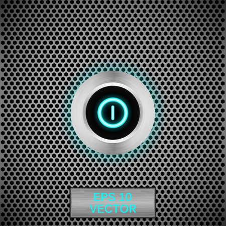 Set of vector realistic buttons on metallic grid backgroundのイラスト素材