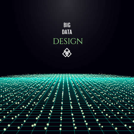 Particles flowing in the cyber space. Big data futuristic concept design. Vector illustration.のイラスト素材
