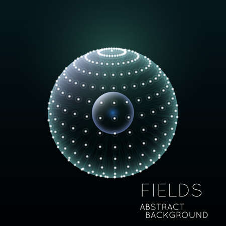 Science concept design. Physical forces, fields. Inner and outer spheres. Global Digital Connections. Abstract Globe Grid. Abstract 3D Grid Design. 3D Technology Style. Networks.のイラスト素材