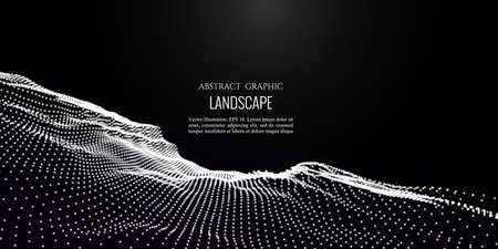 Abstract digital landscape. Cyber or technology background.Vector illustration.のイラスト素材