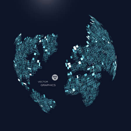 3D  globe  on dark background Vector illustration.のイラスト素材