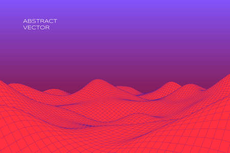 Abstract digital landscape with gradient. Cyber or technology background.のイラスト素材