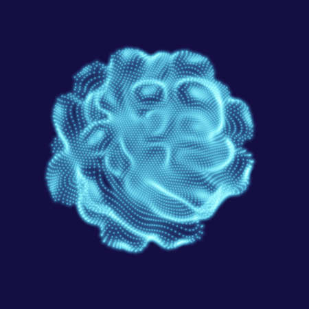 Deformed 3d sphere. Vector Illustration. Design element on cyber or science theme. Cyber or biological virus.のイラスト素材