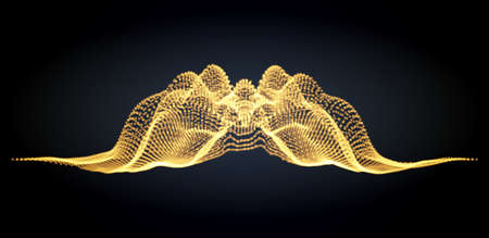 Abstract digital signal with flowing particles. Cyber or technology background.Vector illustration.のイラスト素材