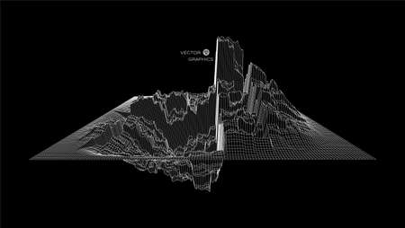Digital surface made of lines. Line noise.のイラスト素材