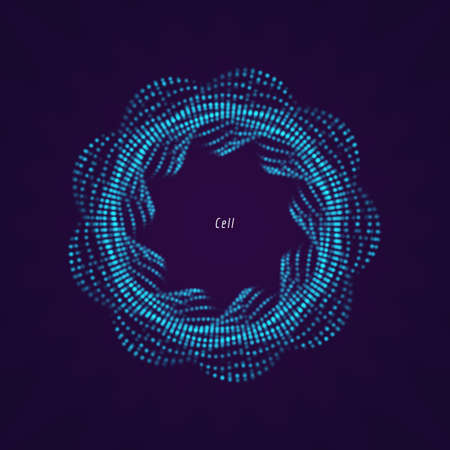Geometric or organic object consists of the dots element. Vector illustration for technological, biological design elements with depth of fieldのイラスト素材
