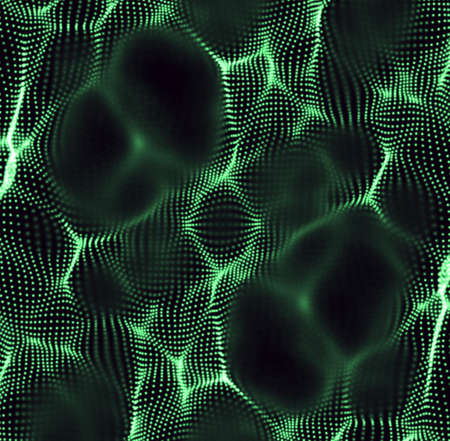 Abstract vector mesh background made of particles. Chaotic light waves. Technological cyberspace backgroundのイラスト素材
