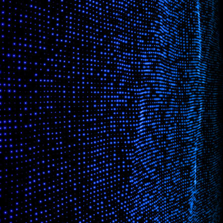 3d grid surface made of particles. Blue tone particles backgrund with depth of feildのイラスト素材