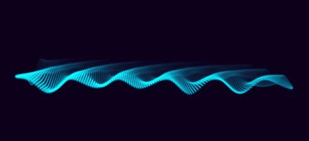 Abstract waves of particles fading out on horizon.