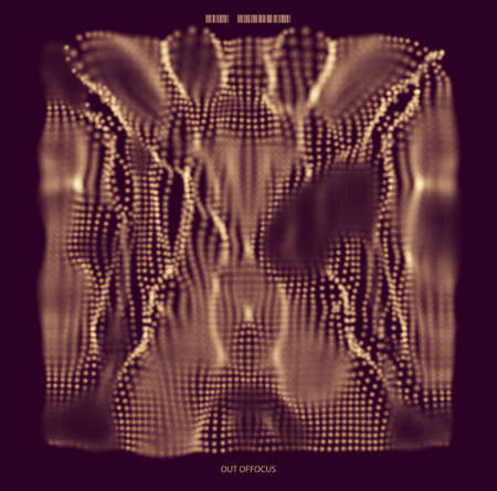 Abstract vector mesh background made of particles. Chaotic light waves. Technological cyberspace background.のイラスト素材