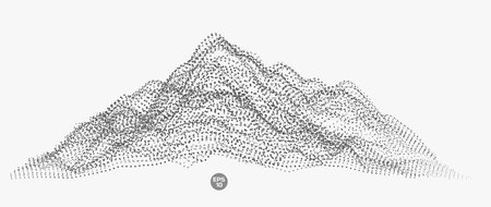 Vector abstract composition made of particles. Design of digital landscape, data array, signal, mountain.のイラスト素材