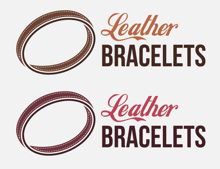 Classic vintage leather handmade bracelet logo. Wrist accessories emblem. Design for print, emblem, t-shirt, sticker, logotype.のイラスト素材