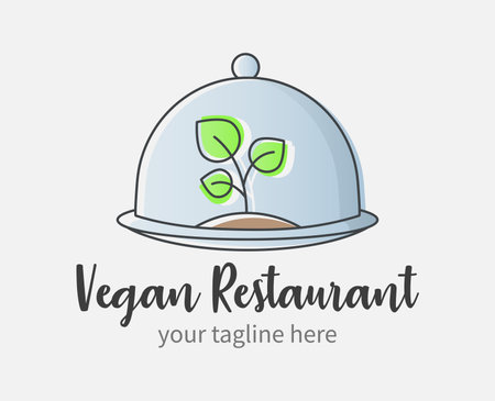 Vegetarian restaurant logo concept. Sign of natural food. Eco food icon.のイラスト素材