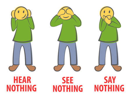 See nothing, hear nothing, say nothing to anyone business concept in doodle style.のイラスト素材