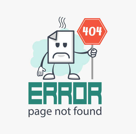 Funny 404 error concept. Web Page not found sign. Internet problem icon.のイラスト素材