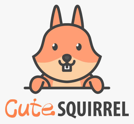 Logo template with cute curious squirrel. Wild forest animal icon.のイラスト素材