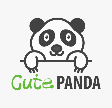 Logo template with cute panda. Vector logo design template for pet shops, veterinary clinics and animal shelters. Cartoon bear logo illustration.のイラスト素材