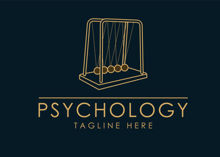 Newton's Cradle logo. Hypnosis therapy sign. Psychologist sign.