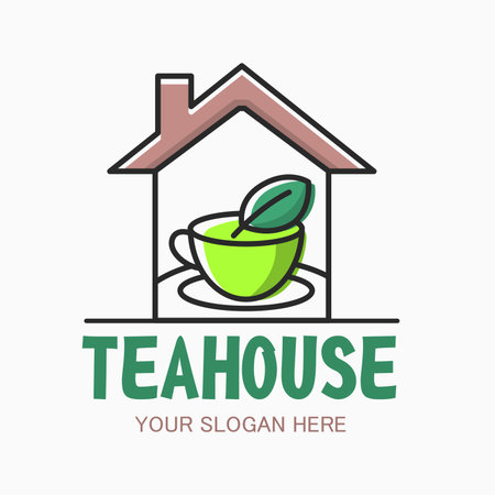 House tea logo. Tea Shop emblem. Creative icon for bar, cafe, restaurant.のイラスト素材