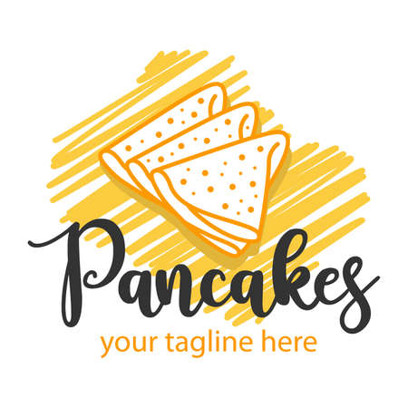 Creative Pancake icon. Emblem for a restaurant or cafe. Morning breakfast sign.のイラスト素材