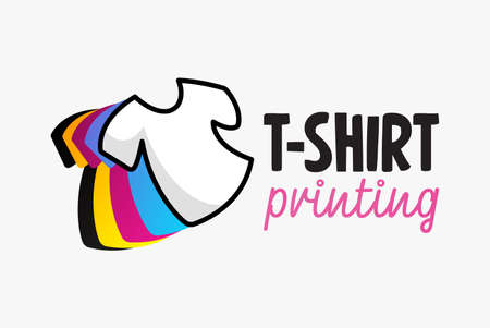 Abstract modern colored template of t-shirt printing. For typography, print, corporate identity, workshop, branding, factory, serigraphy, isolated on white background.のイラスト素材