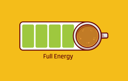 Coffee loading indicator sign. Time for coffee concept. Full energy coffee icon.