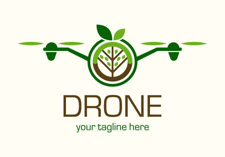 Drones for Agriculture logo. The future of Farming and Agriculture concept. Helicopter Irrigation.のイラスト素材