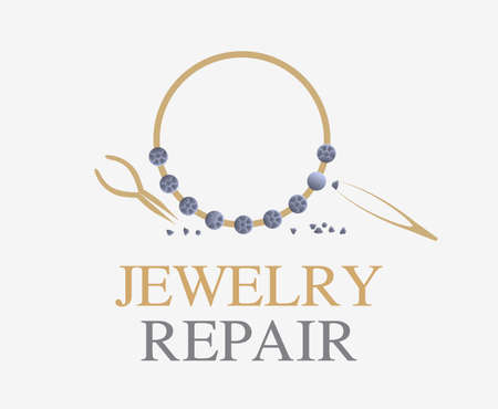 Jewelry Repair Services logo. Antique Jewelry Repair vector sign.のイラスト素材