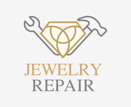 Jewelry Repair Services logo. Antique Jewelry Repair vector sign.のイラスト素材