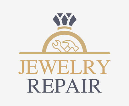 Jewelry Repair Services logo. Antique Jewelry Repair vector sign.のイラスト素材