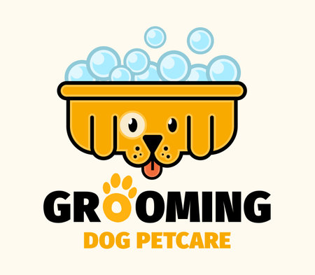 Dog or pet grooming and washing logo design template. pet care salon sign. vector illustration.のイラスト素材