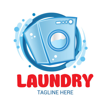 Vector Dry cleaning creative sign or . Laundry room emblem. Wash clothes icon.のイラスト素材
